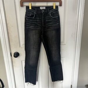 Evereve Black Cropped Distressed Jeans